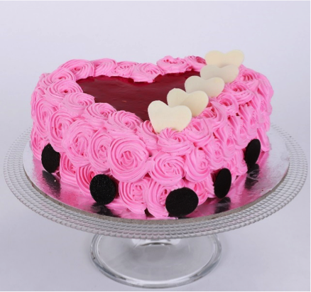 Pink Floral Heart Cake